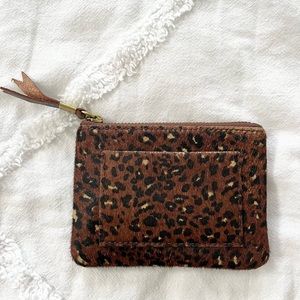 Madewell Pouch Small Wallet Genuine Calf Hair Leopard Animal Print